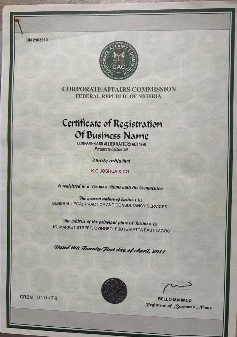 CAC Registration Document